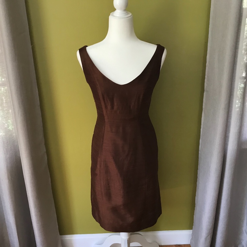 Raw silk brown sheath sz 2